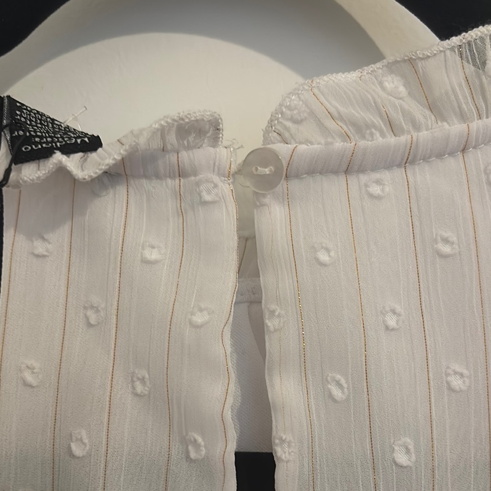 White Ruffled Sleeveless Top - Picture 3 of 4